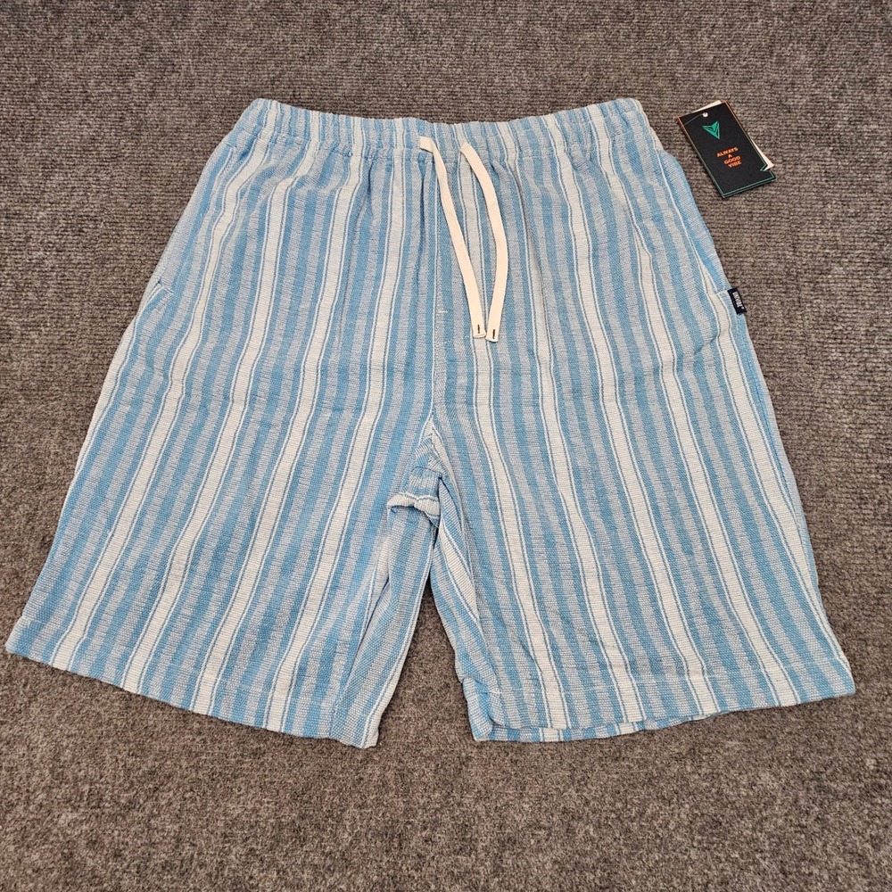 Univibe Shorts Boys‎ XL 18/20 Blue White Striped Maui Woven Drawstring Pockets